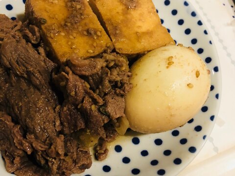コストコのプルコギで、厚揚げとゆで卵の肉豆腐